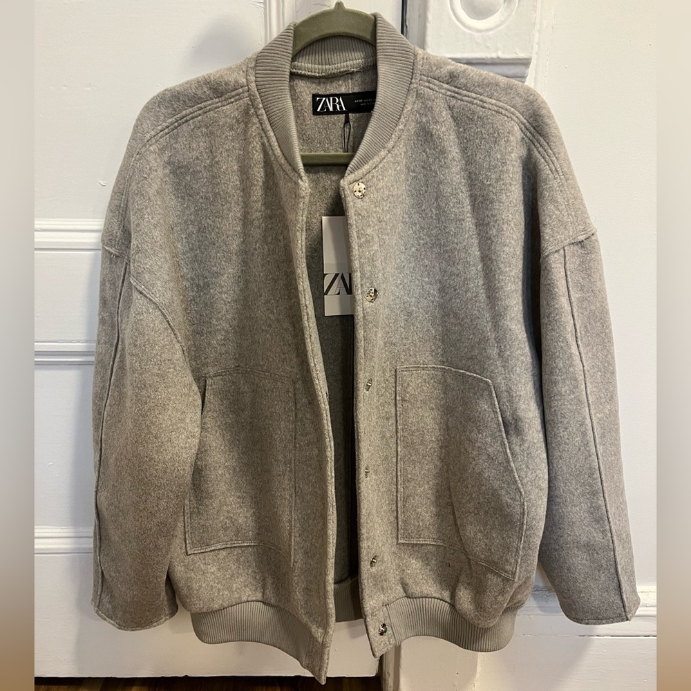Zara Gray Bomber Jacket